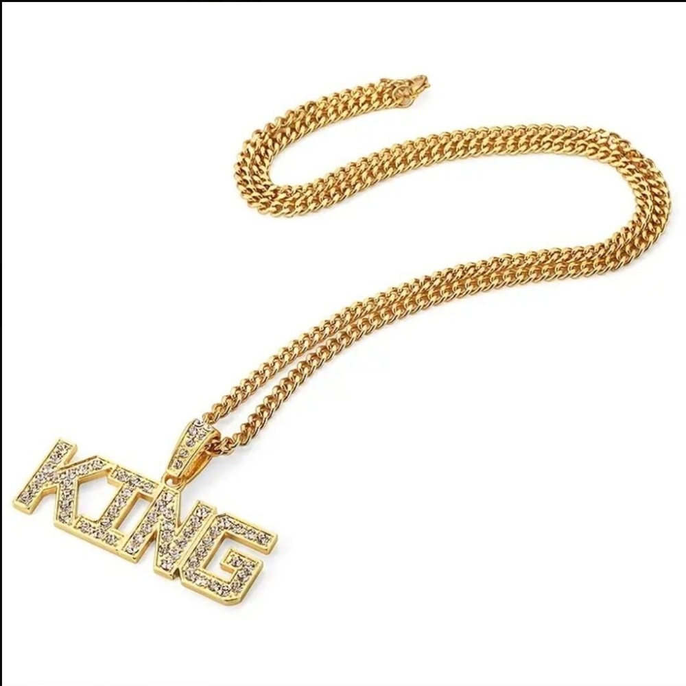MENS 18K GOLD PLATED KING NECKLACE - Picture 5 of 5